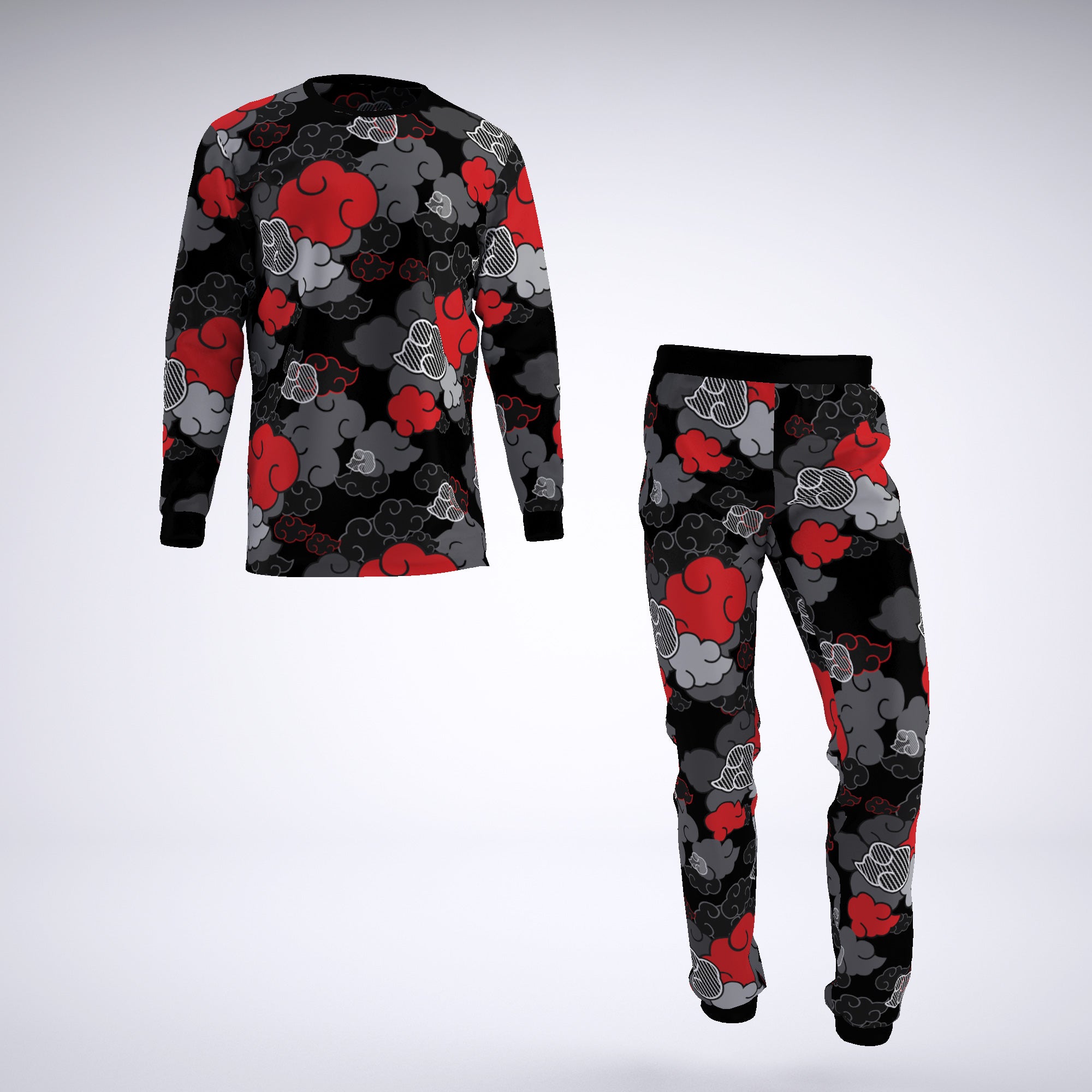 Naruto Akatsuki Black Aloha Pattern Pajamas