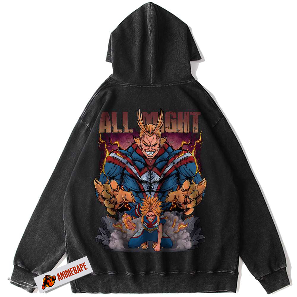 My Hero Academia All Might Hoodie, Toshinori Yagi Vintage Anime Hoodie
