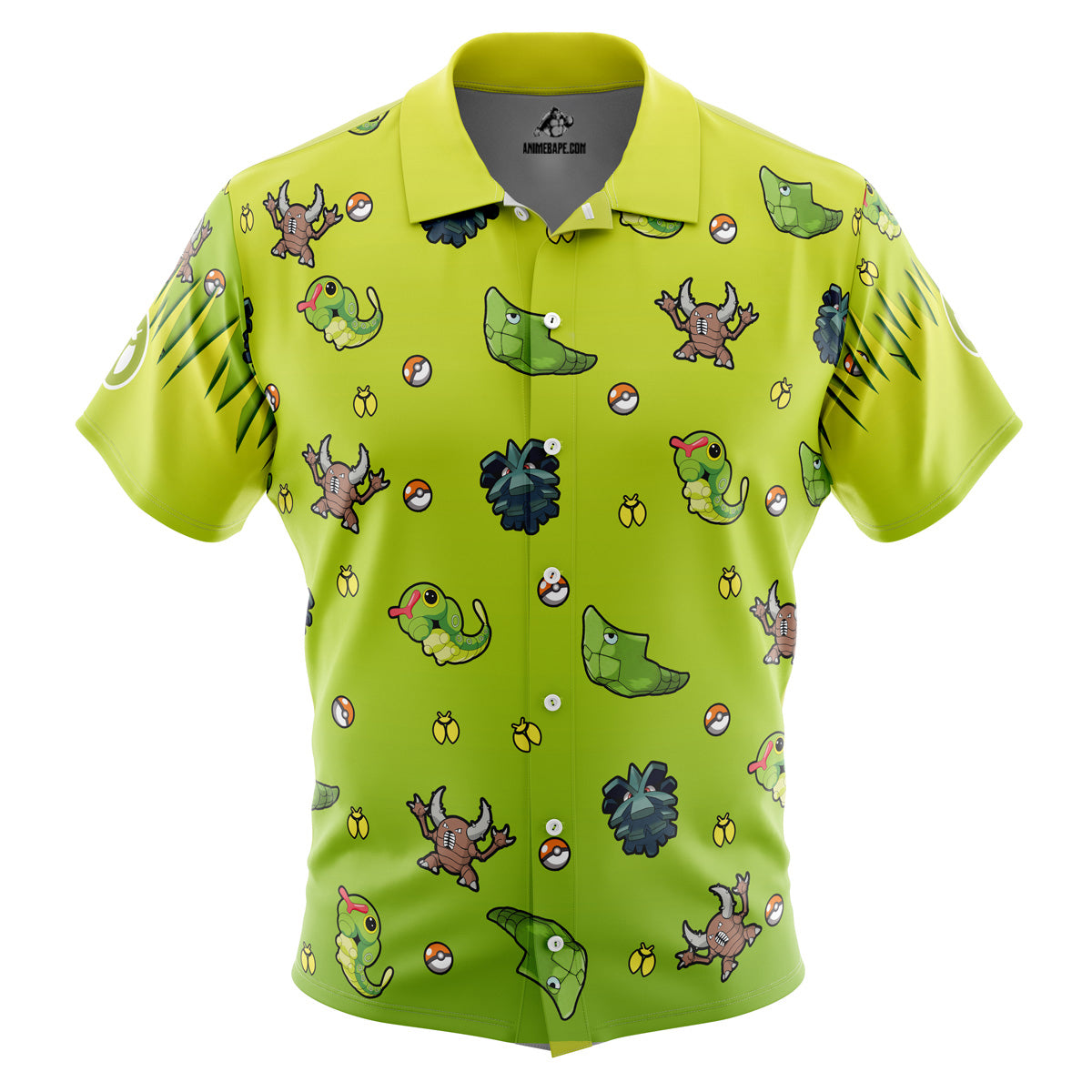 Pokemon Bug Type Pattern Button Up Hawaiian Shirt