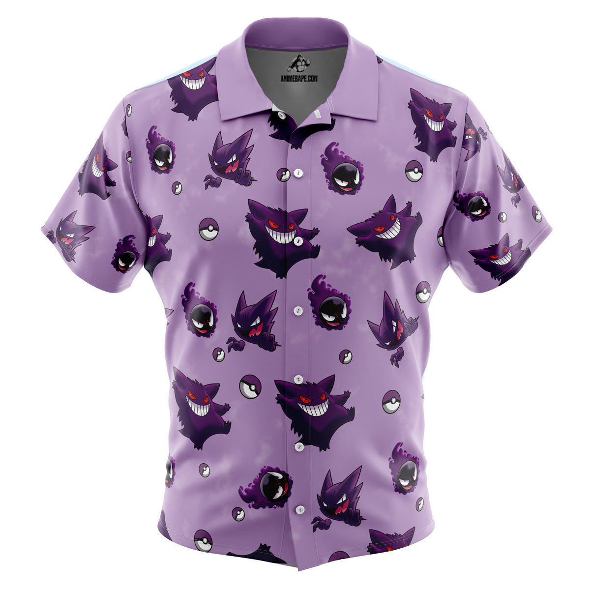 Pokemon Gengar Pattern Button Up Hawaiian Shirt