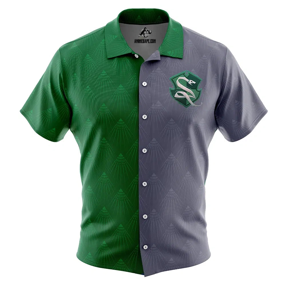 Hogwarts Legacy Slytherin Badge Harry Potter Button Up Hawaiian Shirt