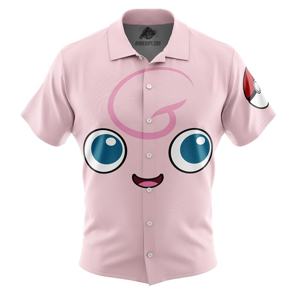 Jigglypuff Face Pokemon Button Up Hawaiian Shirt