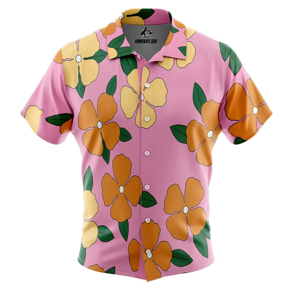 Jinbe Egghead Island One Piece Pirates Button Up Hawaiian Shirt