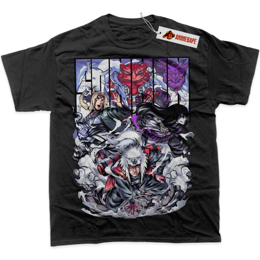 Naruto Anime Graphic T-Shirt, Jiraiya, Tsunade, Orochimaru Design