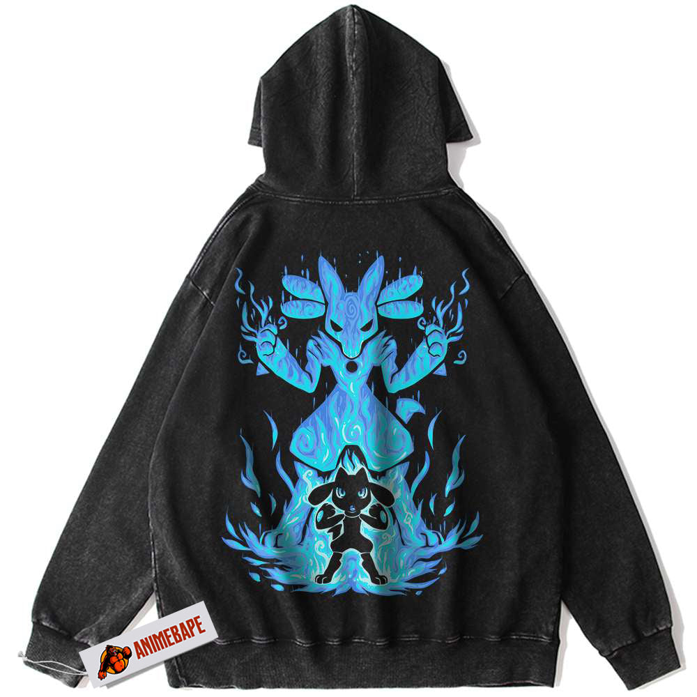 Pokemon Lucario and Riolu Vintage Hoodie for Anime Fans