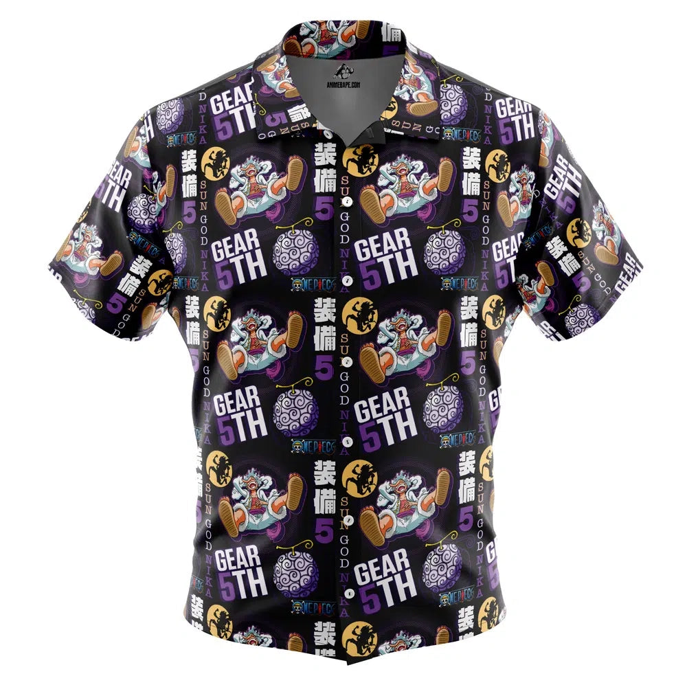 Luffy Gear 5 Sun God Nika V2 One Piece Pirates Button Up Hawaiian Shirt