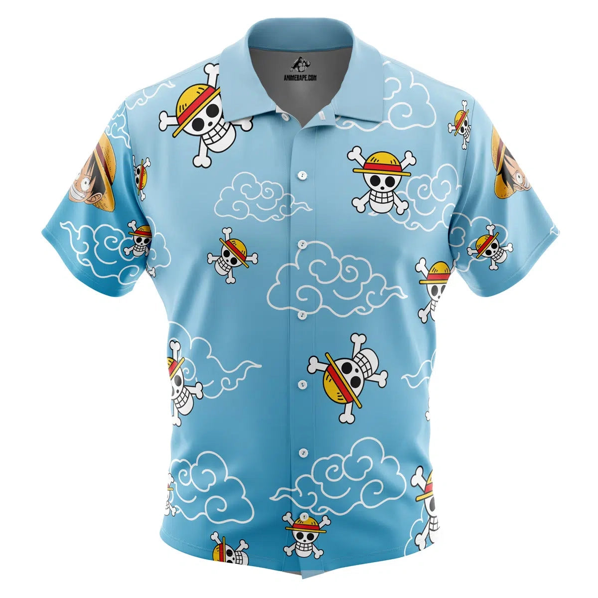 Luffy Pattern One Piece Pirates Button Up Hawaiian Shirt