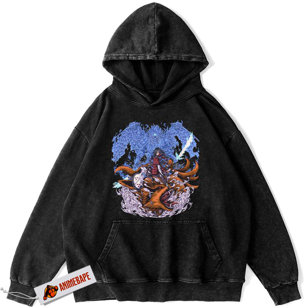 Madara Uchiha Naruto Hoodie, Vintage Anime Style Pullover Hoodie
