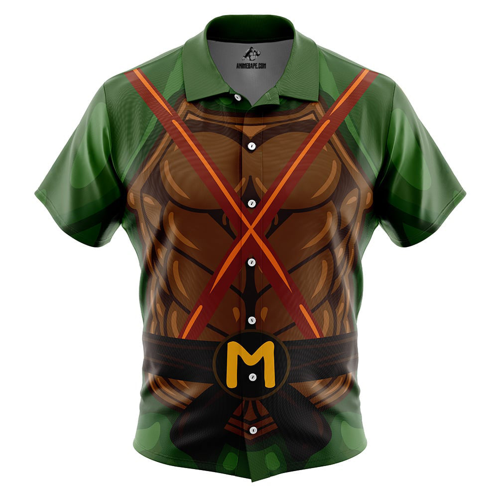 Michaelangelo Teenage Mutant Ninja Turtles Button Up Hawaiian Shirt