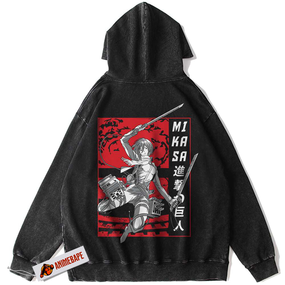 Mikasa Ackerman Vintage Hoodie, Attack On Titan AOT Anime Hoodie