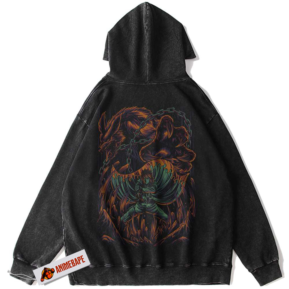 Minato Namikaze Kurama Naruto Vintage Hoodie for Anime Fans