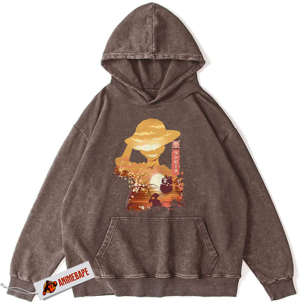 One Piece Monkey D Luffy Vintage Anime Hoodie for Fans