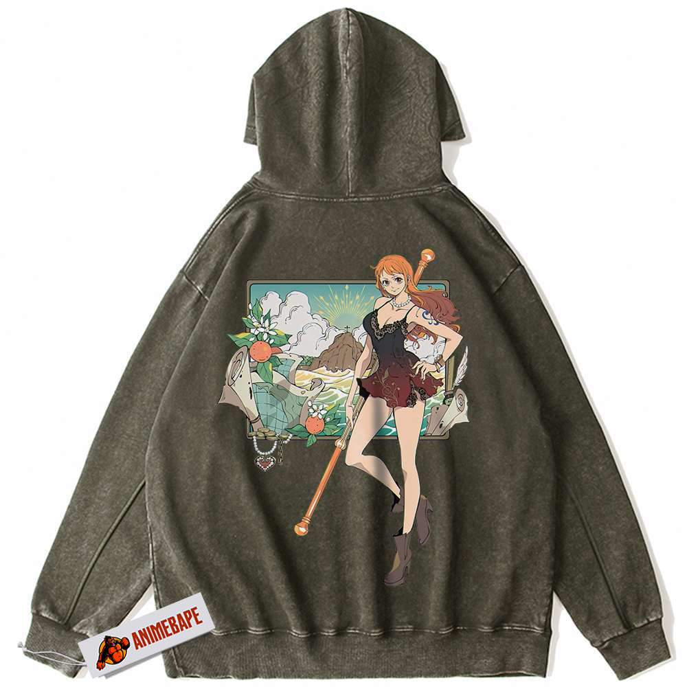 One Piece Vintage Nami Hoodie | Anime Sweatshirt for Fans