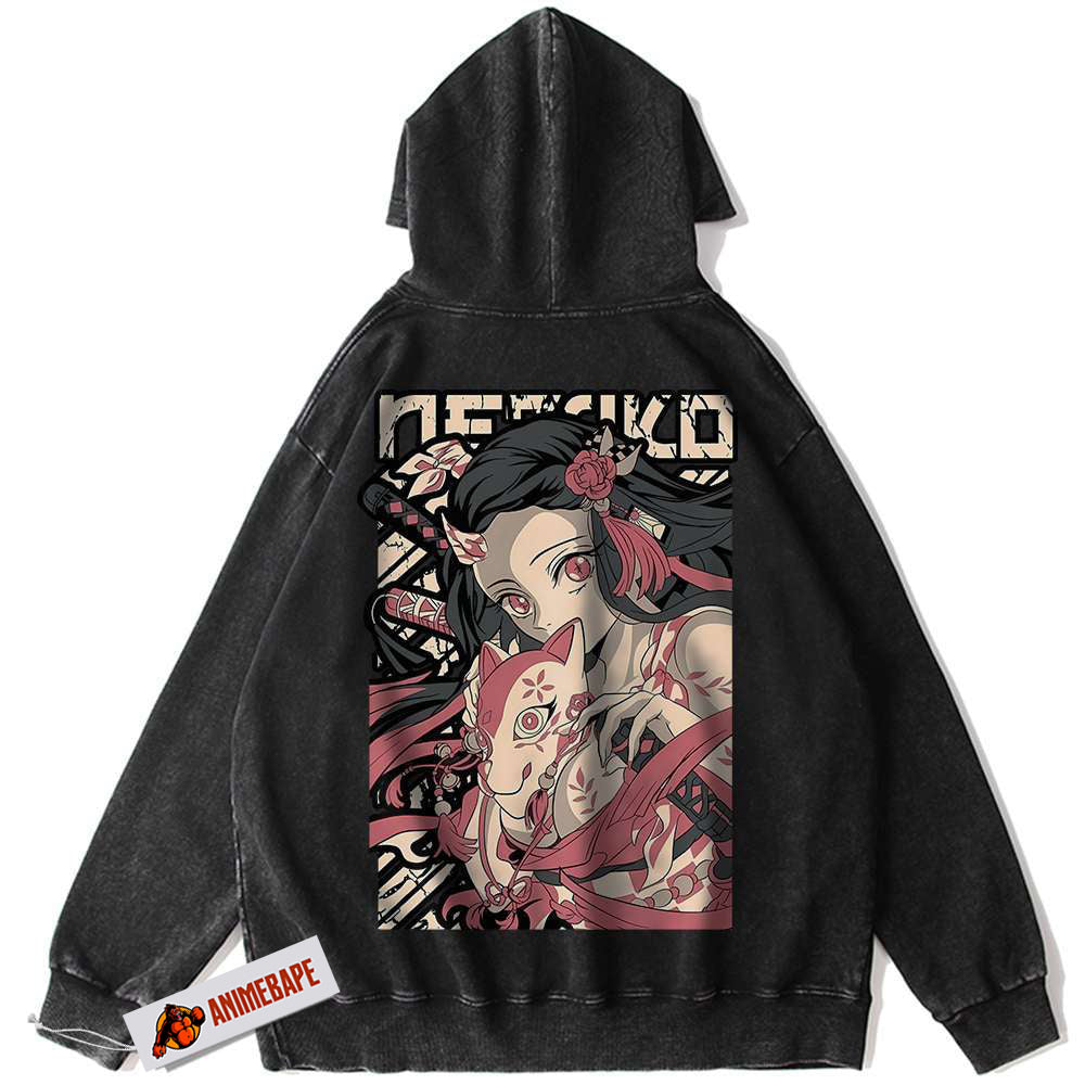 Nezuko Kamado Hoodie, Demon Slayer Anime Vintage Hoodie for Fans