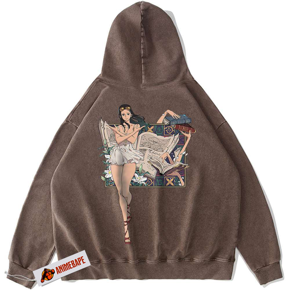 One Piece Vintage Nico Robin Anime Hoodie for Fans