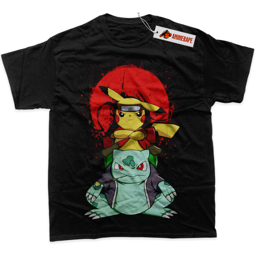 Pikachu Bulbasaur Pokemon Graphic T-Shirt, Anime T-Shirt for Fans