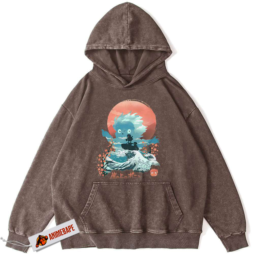 Ponyo Hoodie, Studio Ghibli Anime Vintage Hoodie for Fans