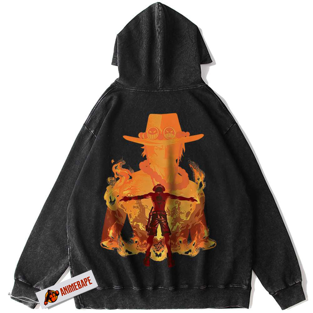 Portgas D Ace Vintage Anime Hoodie for One Piece Fans