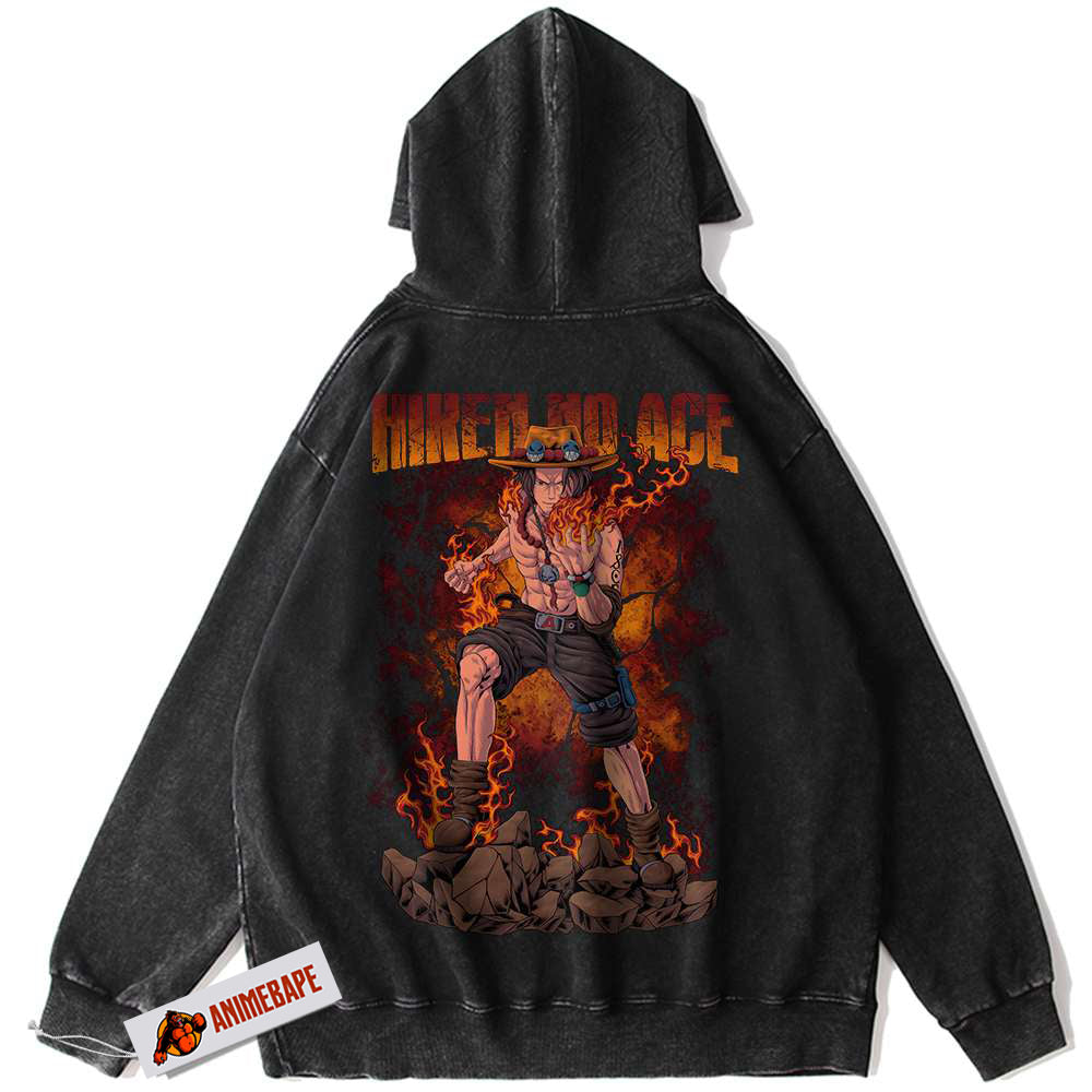 Portgas D Ace Vintage Anime Hoodie, One Piece Hoodie for Fans