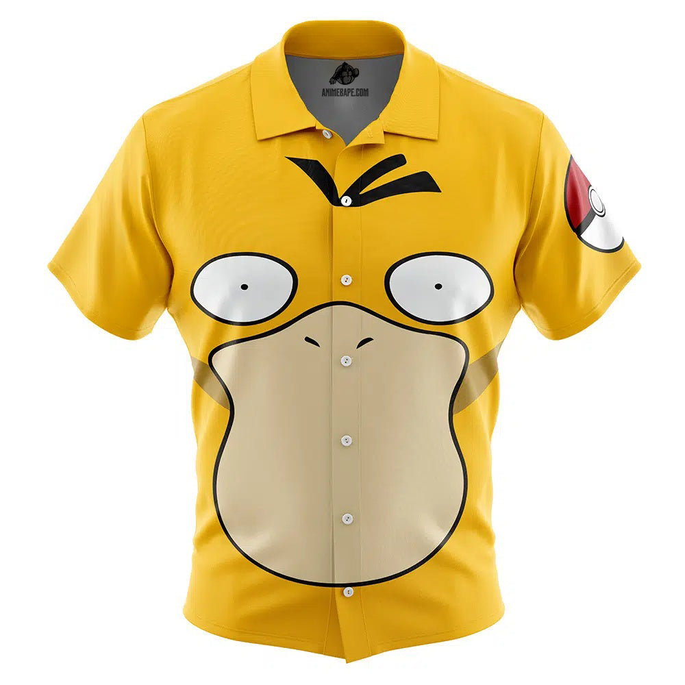 Psyduck Face Pokemon Button Up Hawaiian Shirt