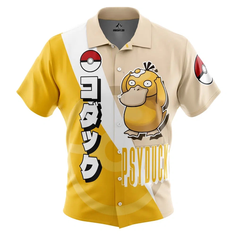 Psyduck Pokemon Button Up Hawaiian Shirt