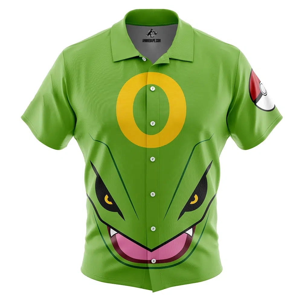 Rayquaza Face Pokemon Button Up Hawaiian Shirt