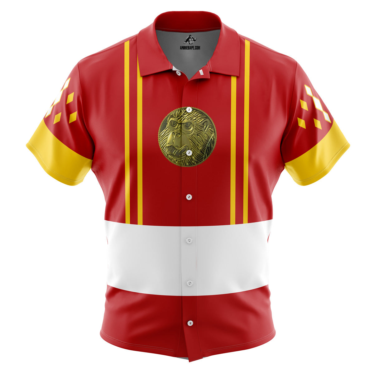 Red Ranger Ninjetti Mighty Morphin Power Rangers Button Up Hawaiian Shirt