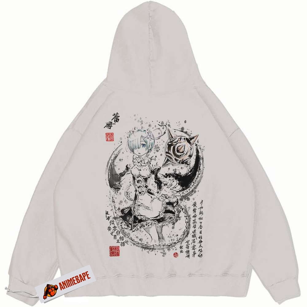 ReZero Anime Vintage Hoodie for Fans - Rem Design Rem