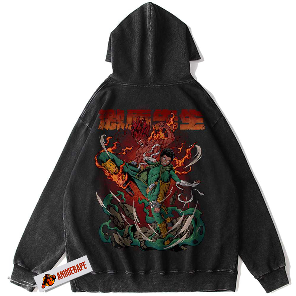 Naruto Rock Lee & Might Guy Vintage Anime Hoodie Rock