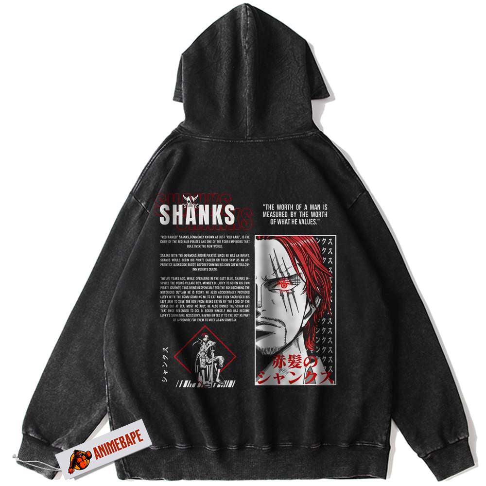 One Piece Vintage Anime Shanks Hoodie for Fans and Collectors