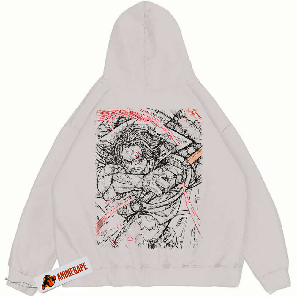 One Piece Vintage Shanks Hoodie, Anime Style Pullover Sweatshirt